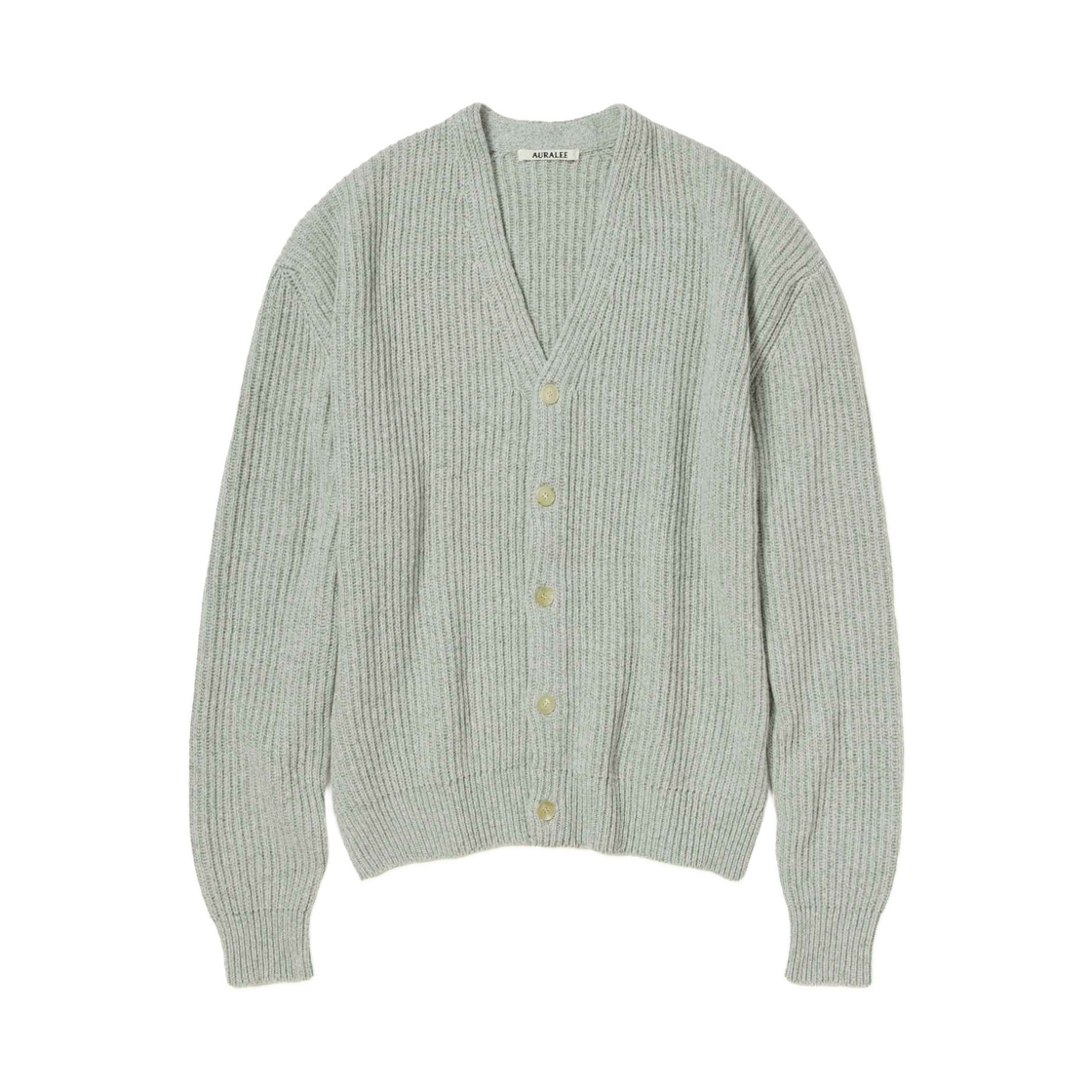 오라리 캐시미어 실크 멜란지 니트 가디건 믹스 민트 그레이 - 26SS(Auralee Cashmere Silk Melange Knit Cardigan Mix Mint Gray - 26SS) - 1