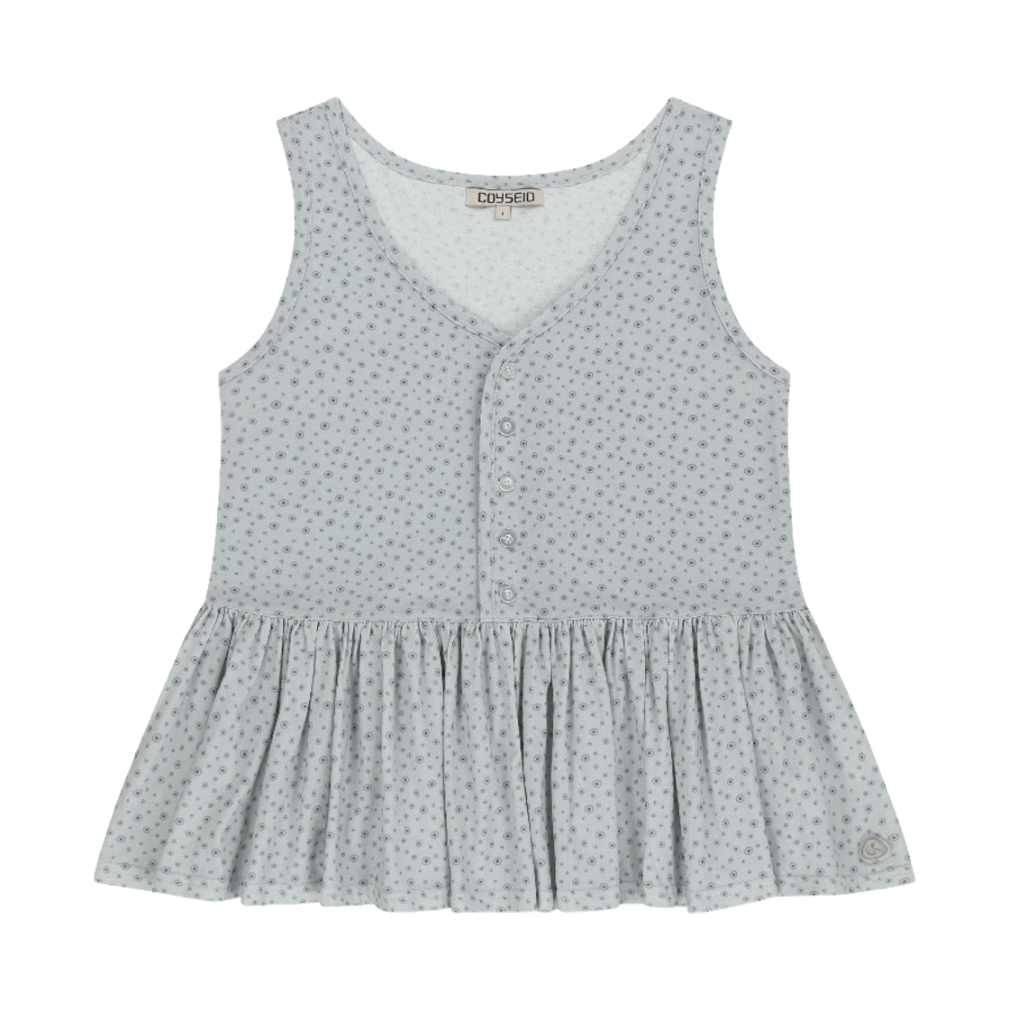 코이세이오 두두 러플 슬리브리스 아이스 그레이(COYSEIO Dudu Ruffle Sleeveless Ice Grey)