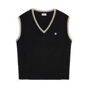 [20% 쿠폰] Celine Triomphe V-Neck Wool Sweater Vest Black