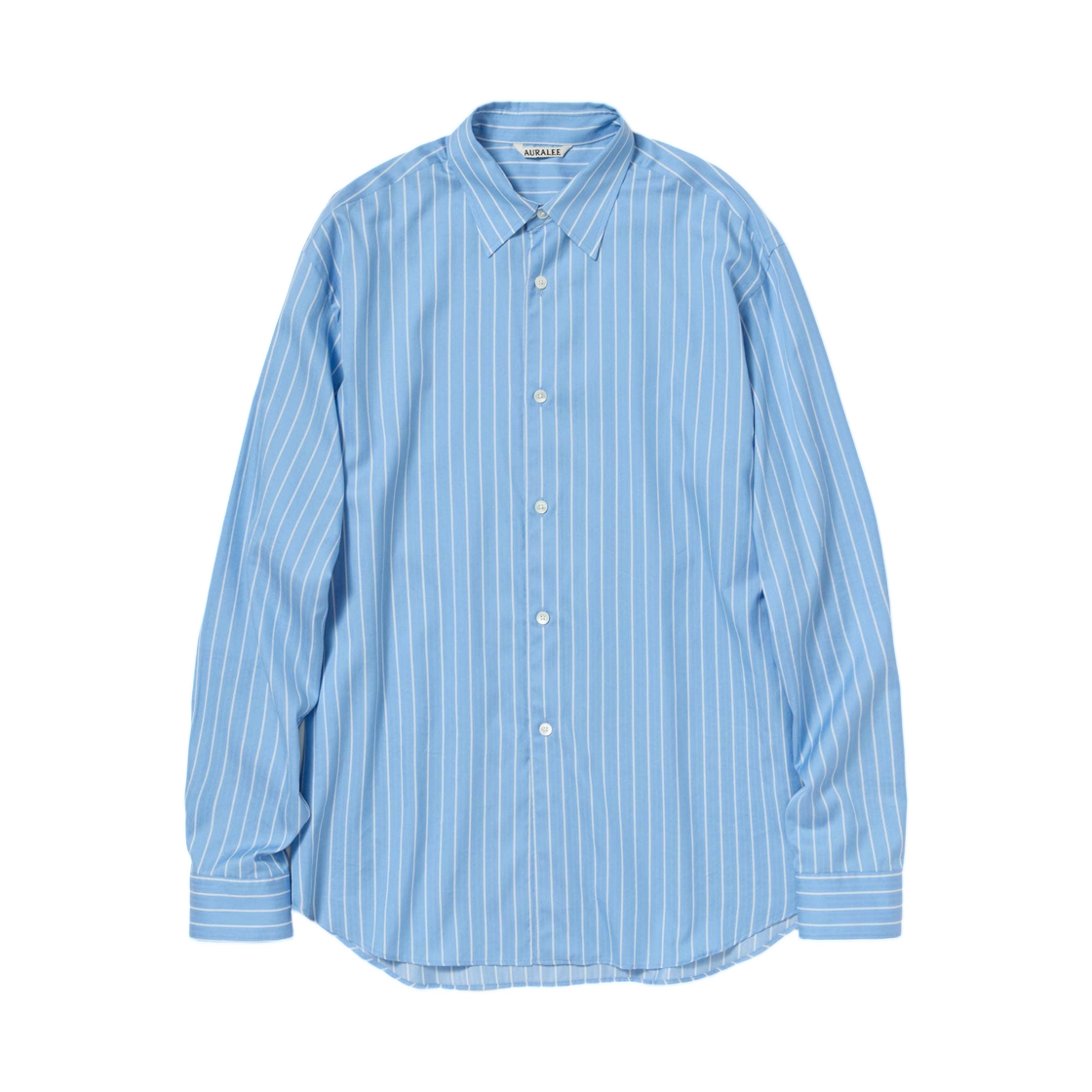 A26SS01CS Auralee Cotton Silk Stripe Shirt Sax Blue Stripe - 26SS