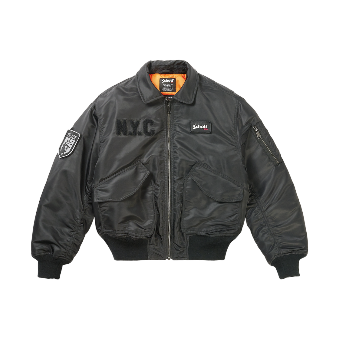 팔라스 x 쇼트 CWU 90's 핏 봄버 자켓 블랙 - 26SS(Palace x Schott CWU 90's Fit Bomber Jacket Black - 26SS)