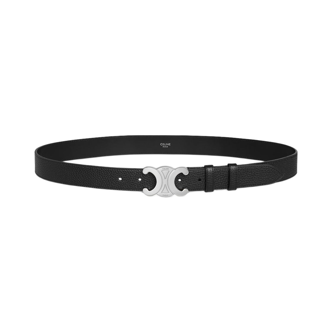 45BIE3AUY-38SI Celine Grained Calfskin Large 30mm Triomphe Belt Black