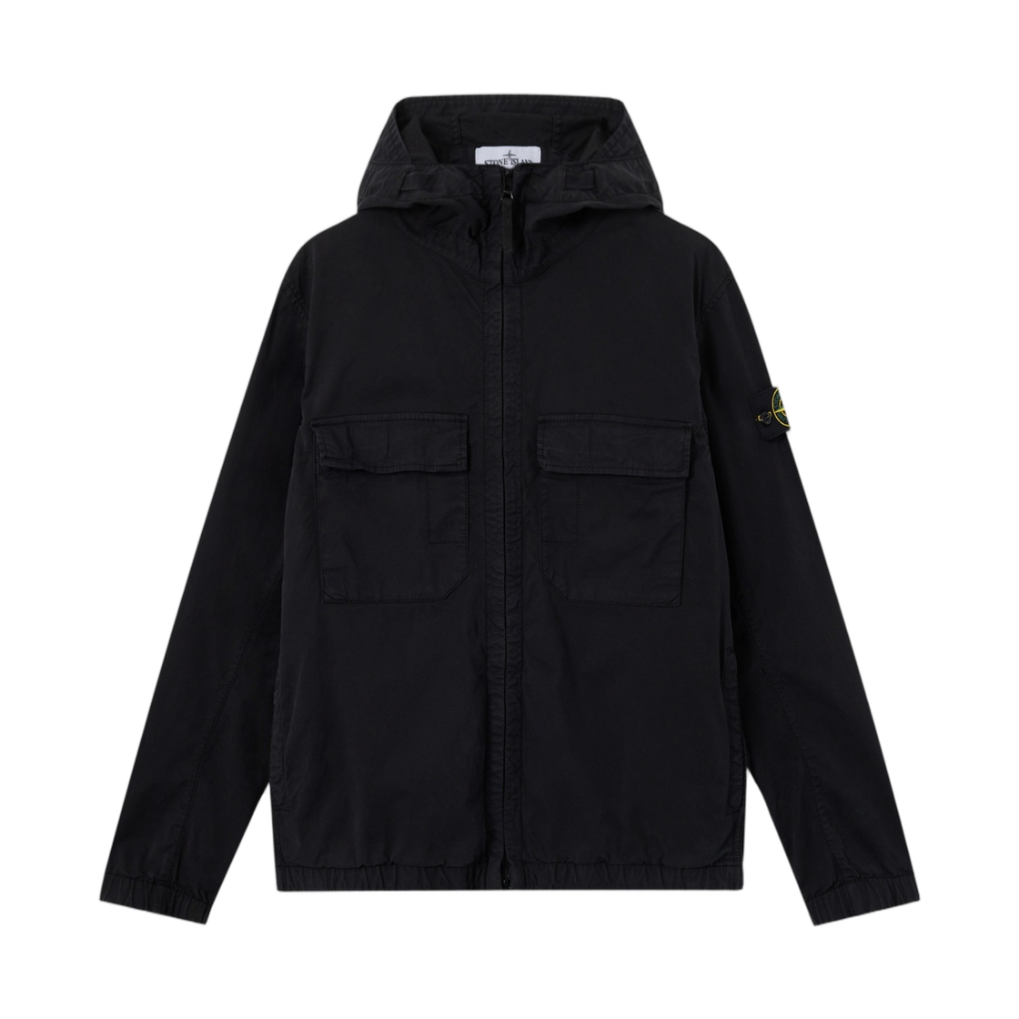 스톤 아일랜드 4100077 스트레치 오가닉 코튼 트윌 후드 자켓 안티 드롭 블랙 - 26SS(Stone Island 4100077 Stretch Organic Cotton Twill Hooded Jacket with Anti-Drop Black - 26SS)