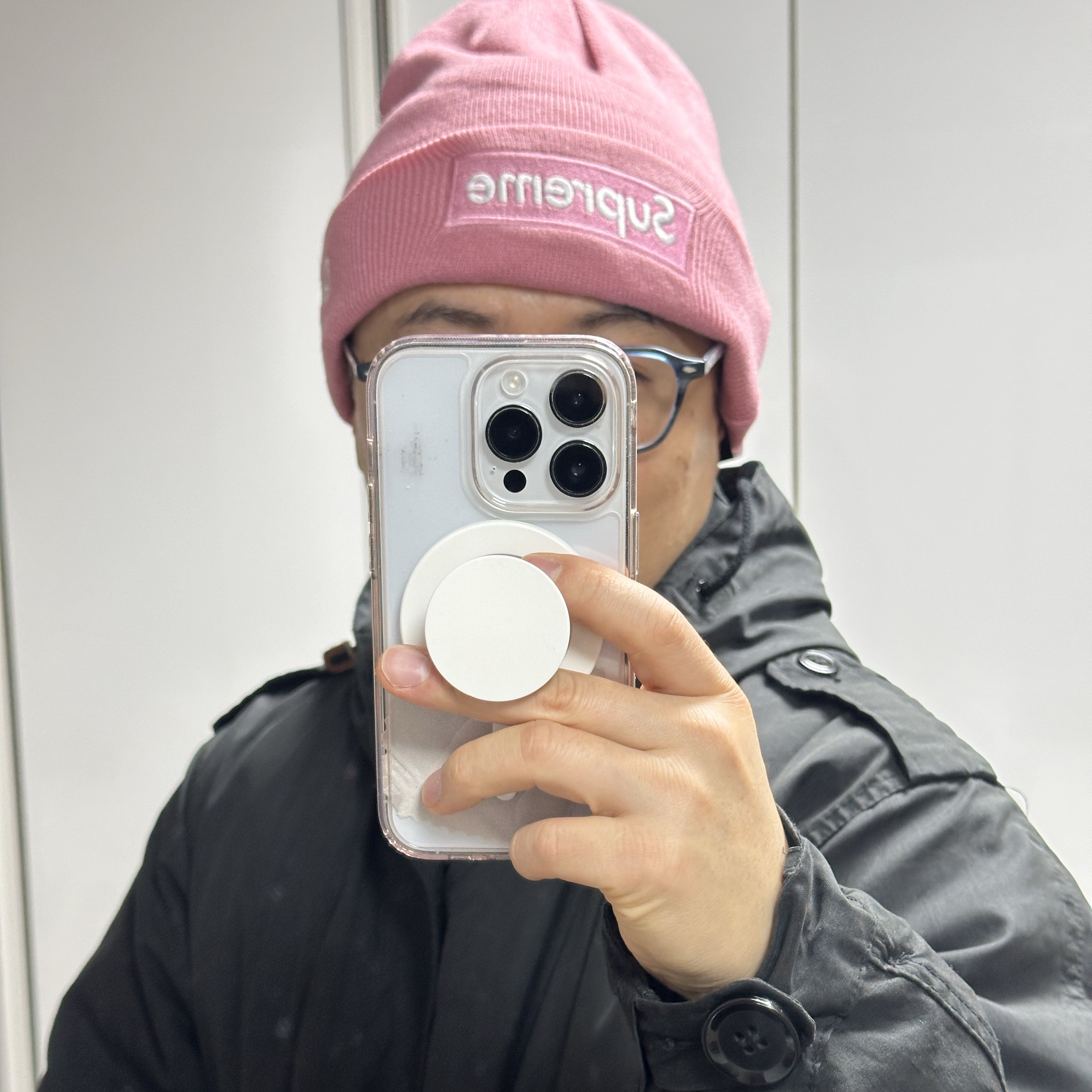 Supreme New Era Box Logo Beanie Dusty Pink - 24FW 착용 스타일