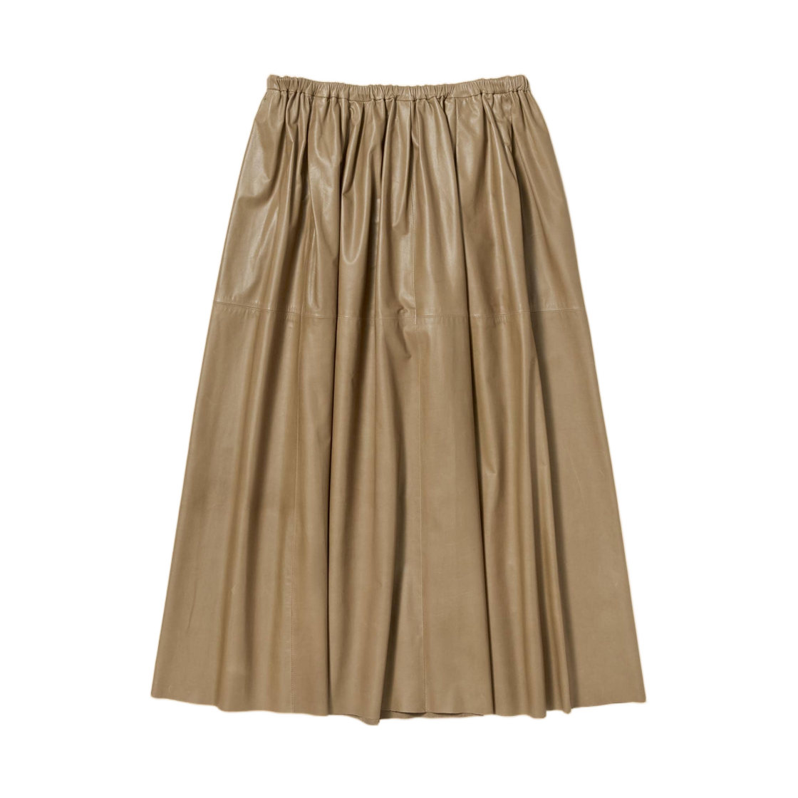 A26SS03CB (W) Auralee Fine Baby Calf Gather Skirt Khaki Beige - 26SS