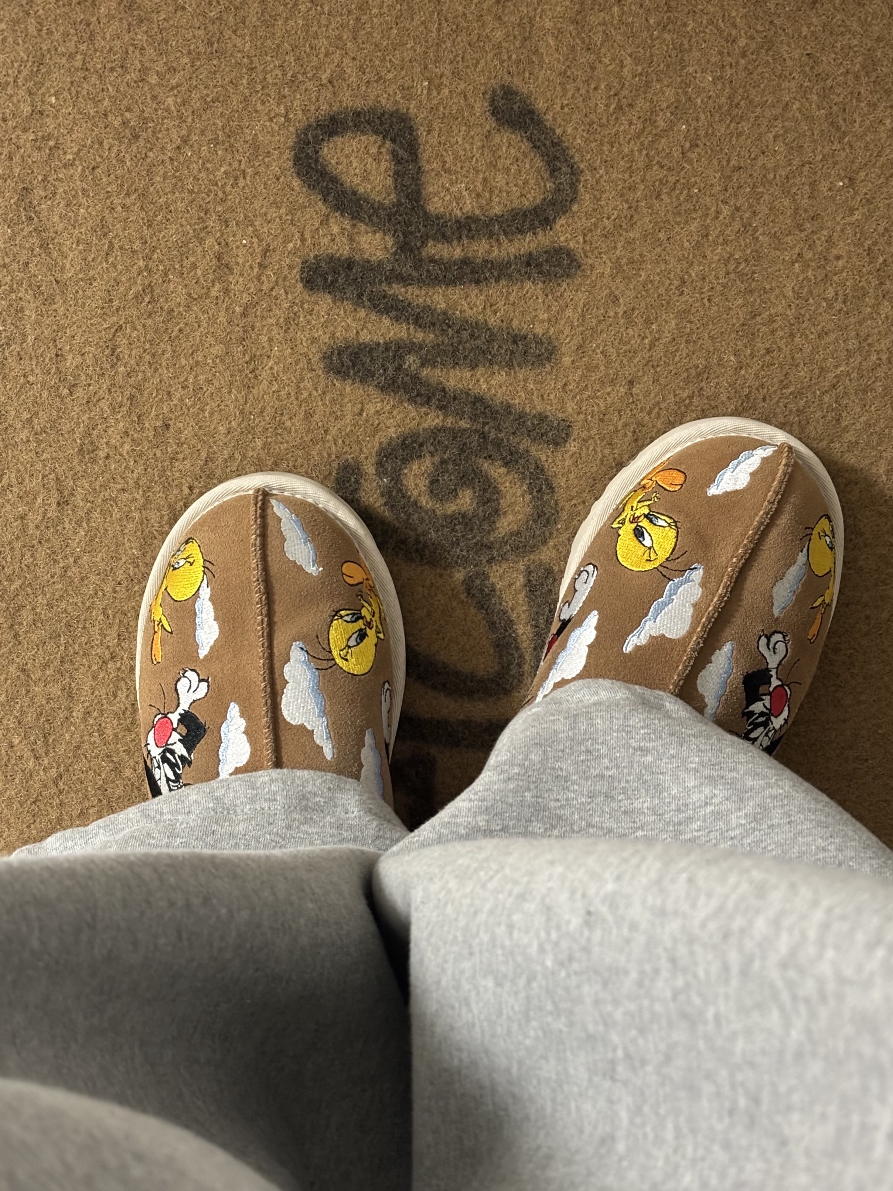UGG x Palace x Looney Tunes Tasman Slipper Chestnut 착용 스타일 - 3