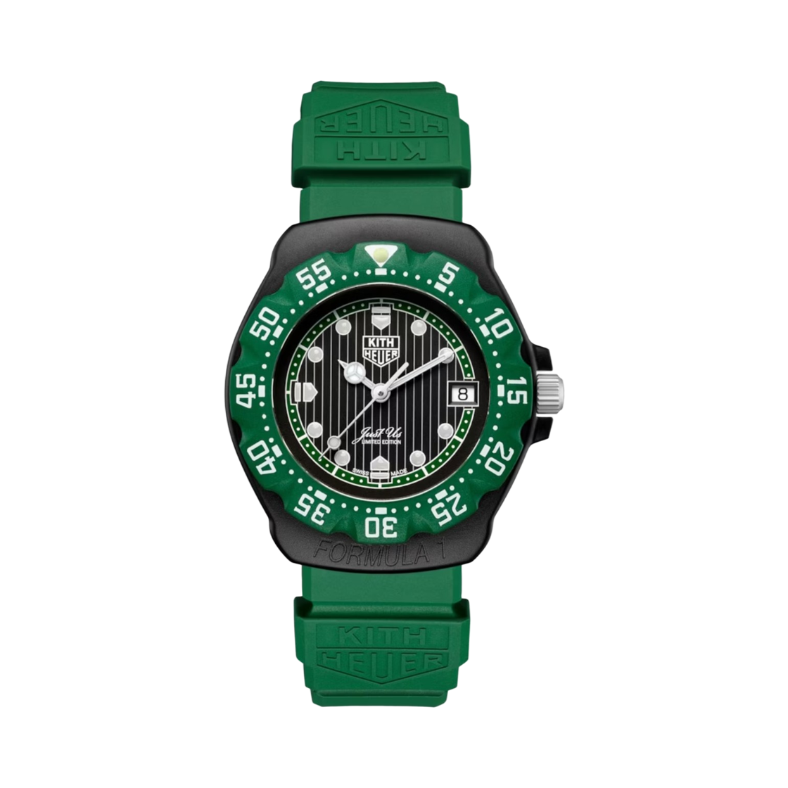 태그 호이어 x 키스 포뮬러 1 35mm 쿼츠 러버 그린 블랙(TAG Heuer x Kith Formula 1 35mm Quartz Rubber Green Black)