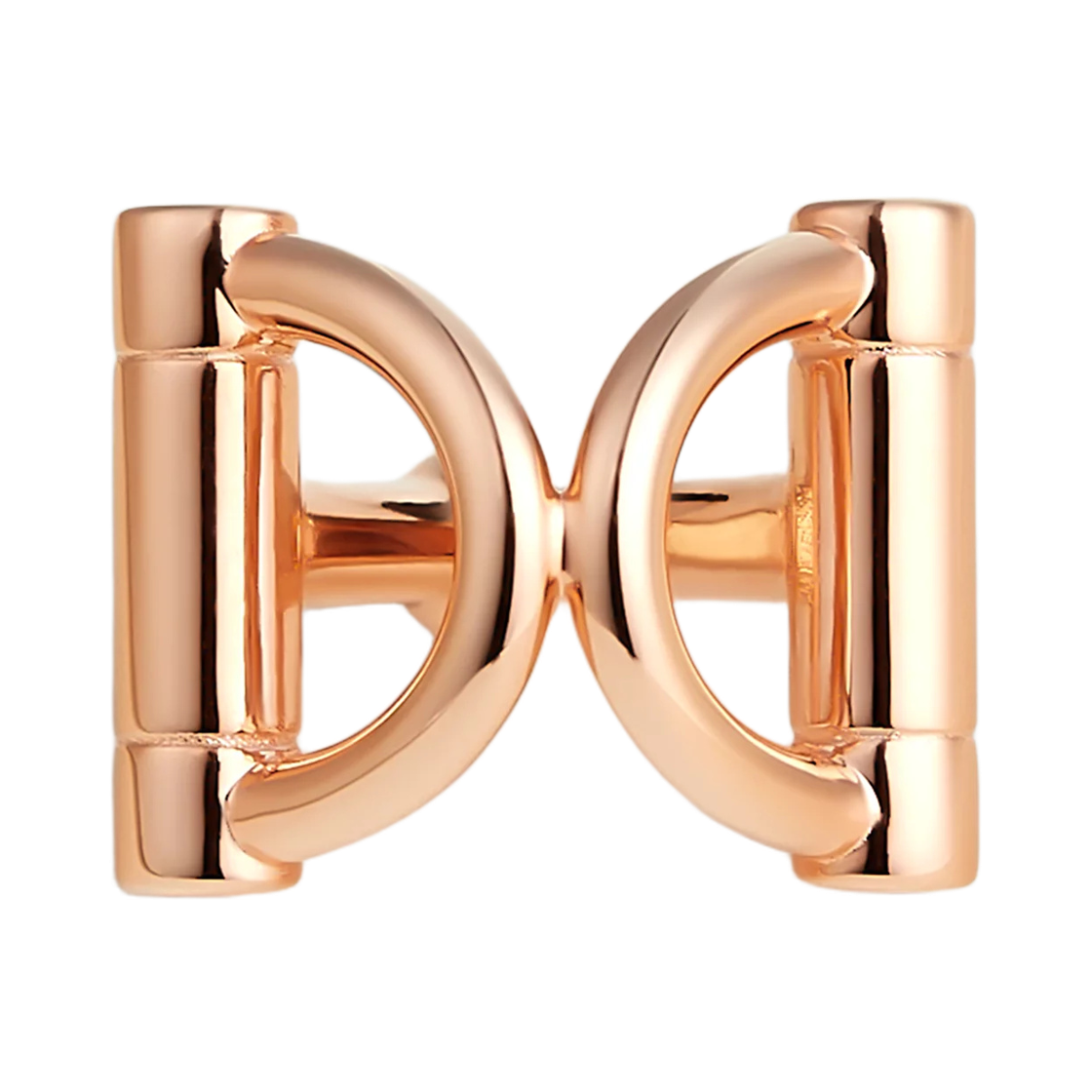(W) 에르메스 미니 더블 D 트윌리 링 로즈 골드 하드웨어 & 쁠라끄 오르 로즈((W) Hermes Mini Double D Twilly Ring Rose Gold & Plaque Or Rose)