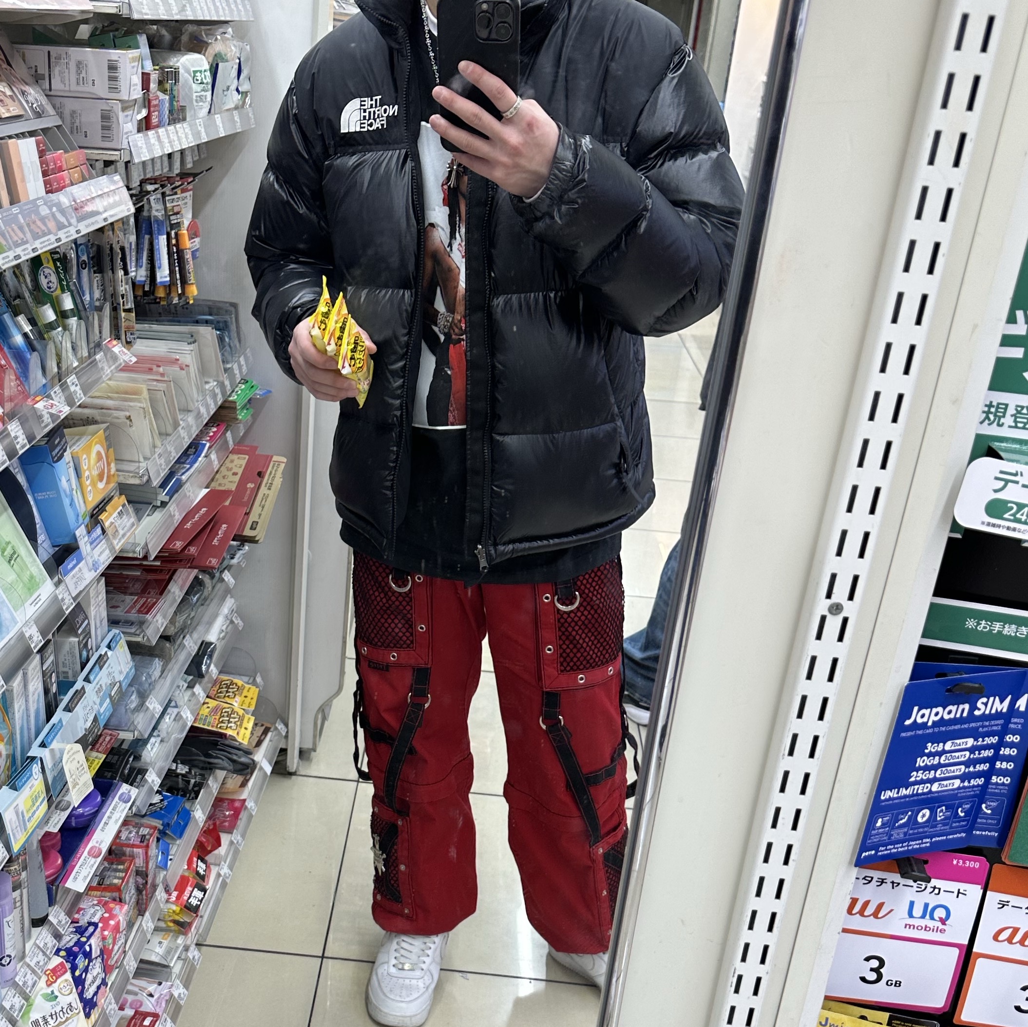 The North Face 1996 Eco Nuptse Jacket Real Black, Supreme Playboi Carti T-Shirt Black - 25FW 착용 스타일