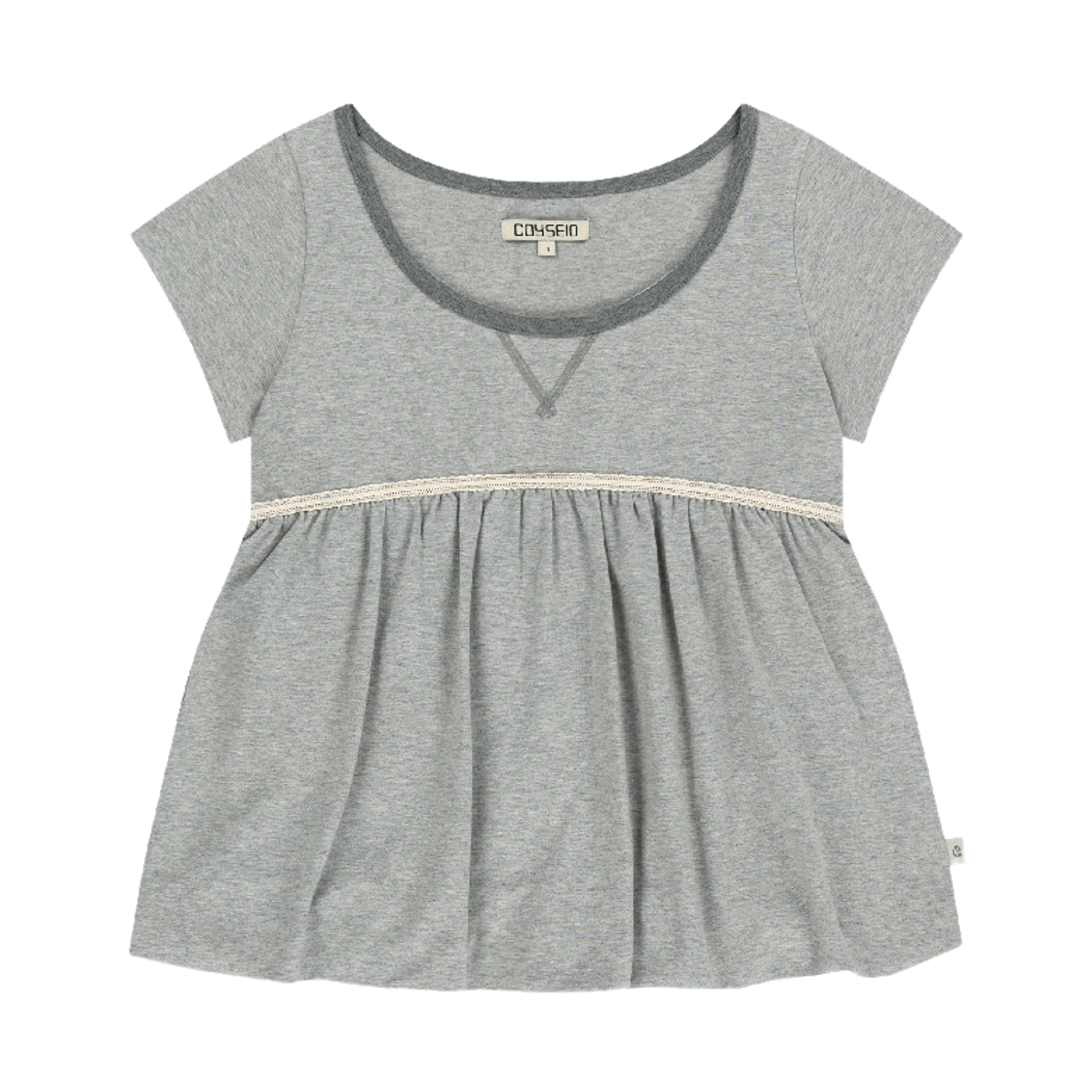 코이세이오 레이스 벌룬 티셔츠 멜란지 그레이