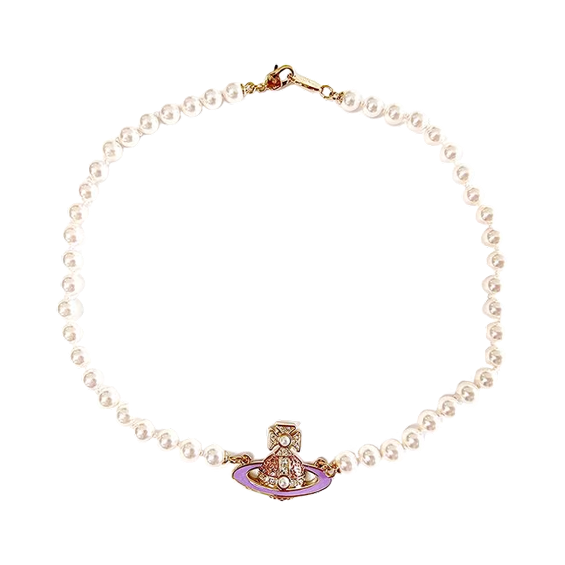 6301011G-R634 Vivienne Westwood Roxanne Pearl Necklace Lavender Gold