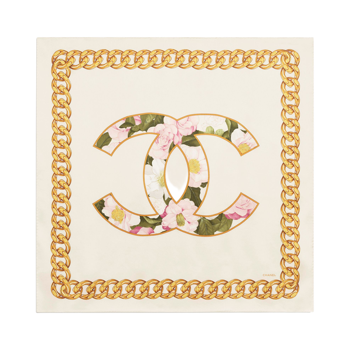 (W) 샤넬 스퀘어 스카프 라이트 베이지 골드((W) Chanel Square Scarf Light Beige Gold) - 1