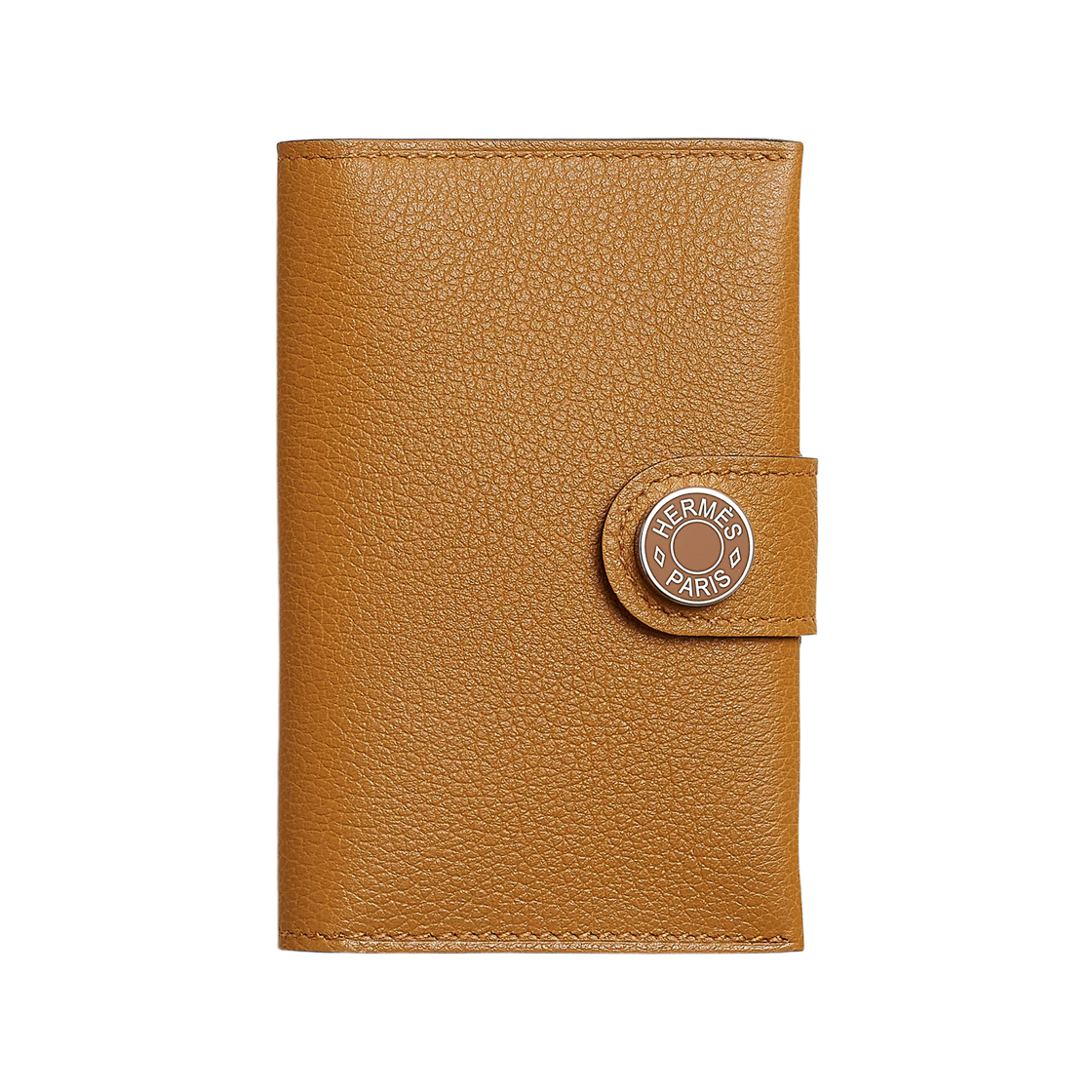H084335CKAZ Hermes R.M.S Card Holder Evercolor & Palladium Caramel