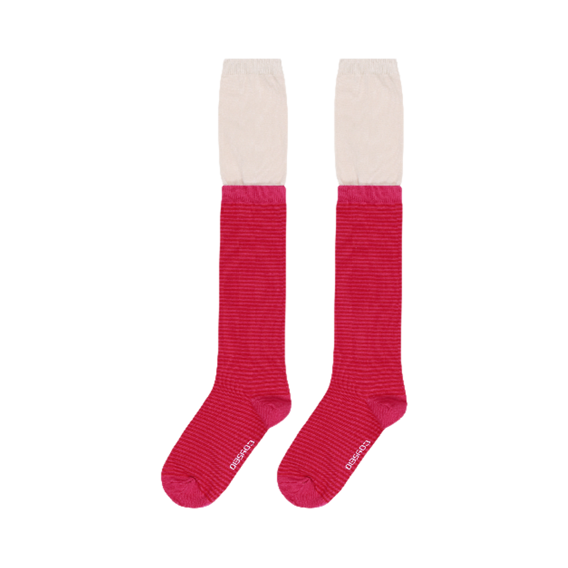 코이세이오 더블-레이어 스트라이프 삭스 핑크(COYSEIO Double-Layer Striped Socks Pink)