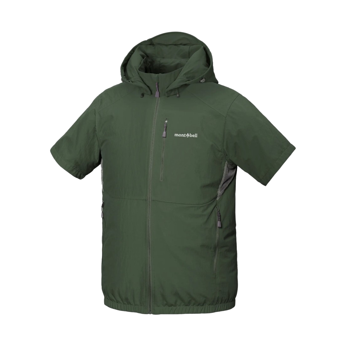 1132261 Montbell FanBlow Hooded Short Sleeve Jacket Dark Green