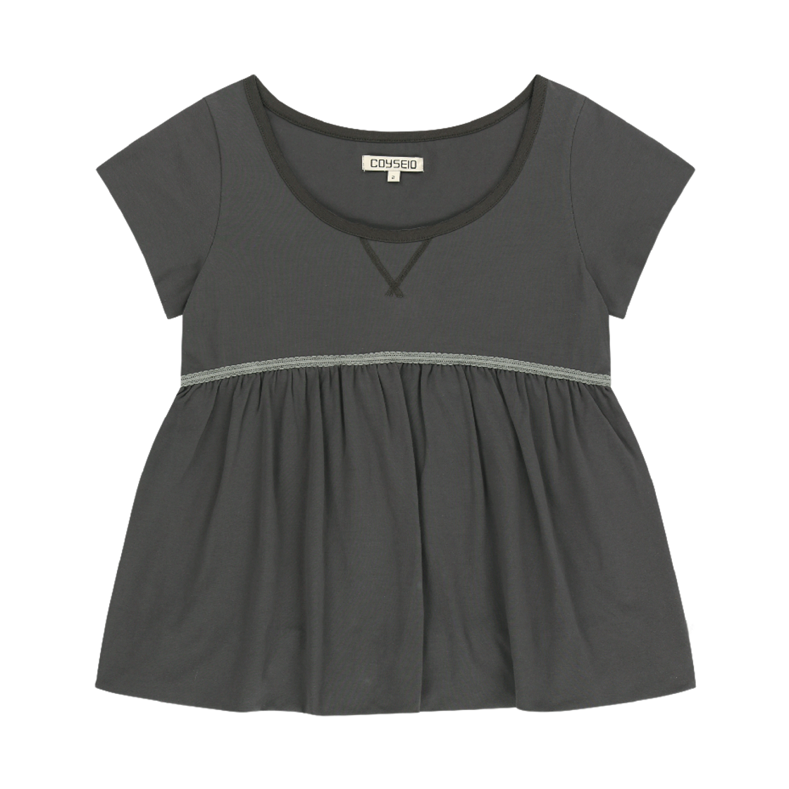 코이세이오 레이스 벌룬 티셔츠 다크 그레이