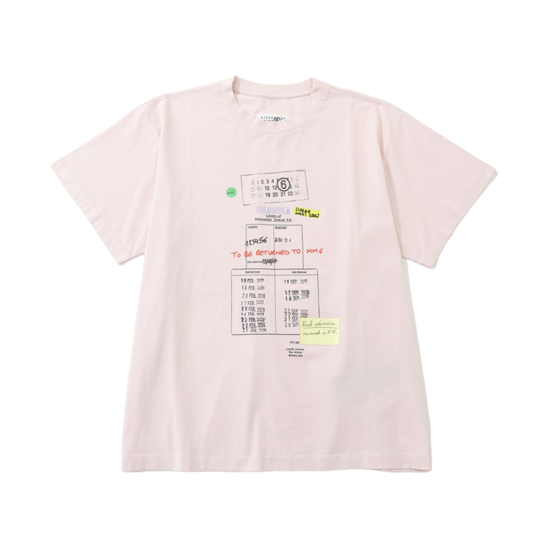 MM6 메종 마르지엘라 라이브러리 스탬프 티셔츠 핑크(MM6 Maison Margiela Library Stamp T-Shirt Pink)