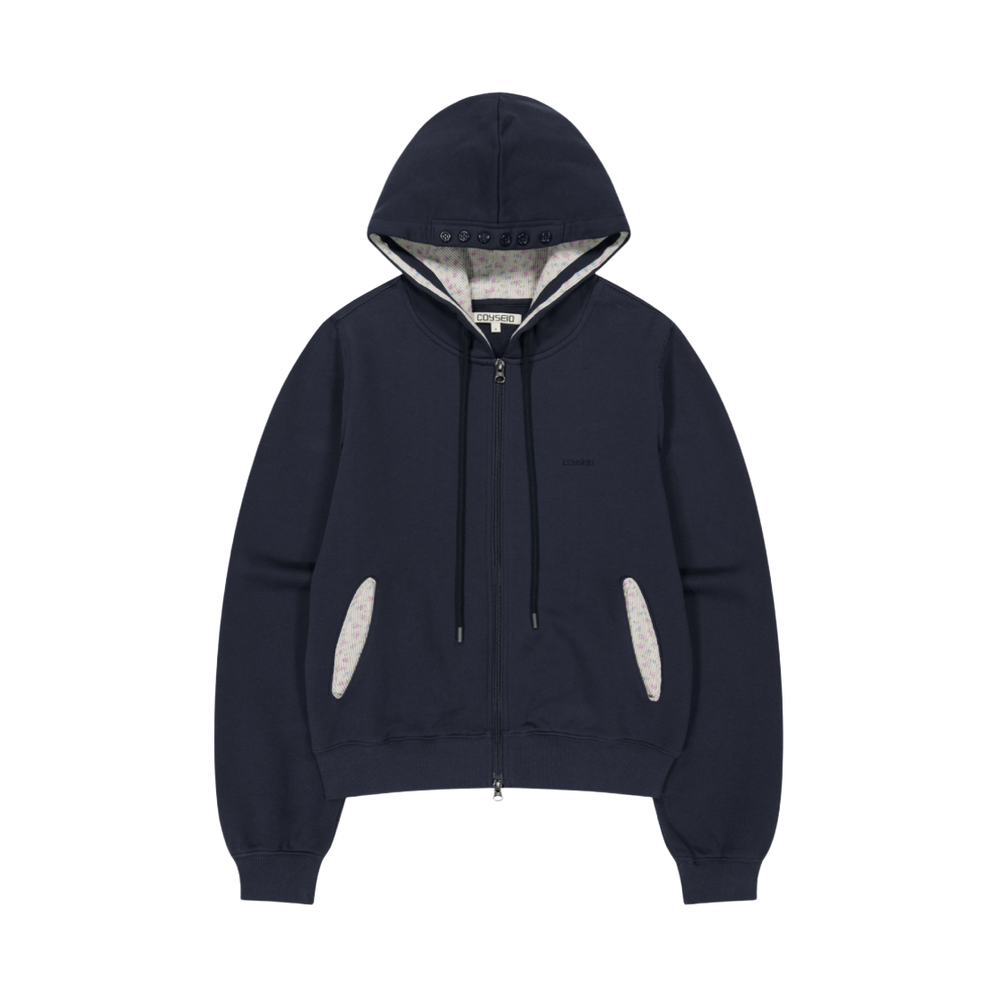 코이세이오 플라워 포인트 집업 후디 네이비