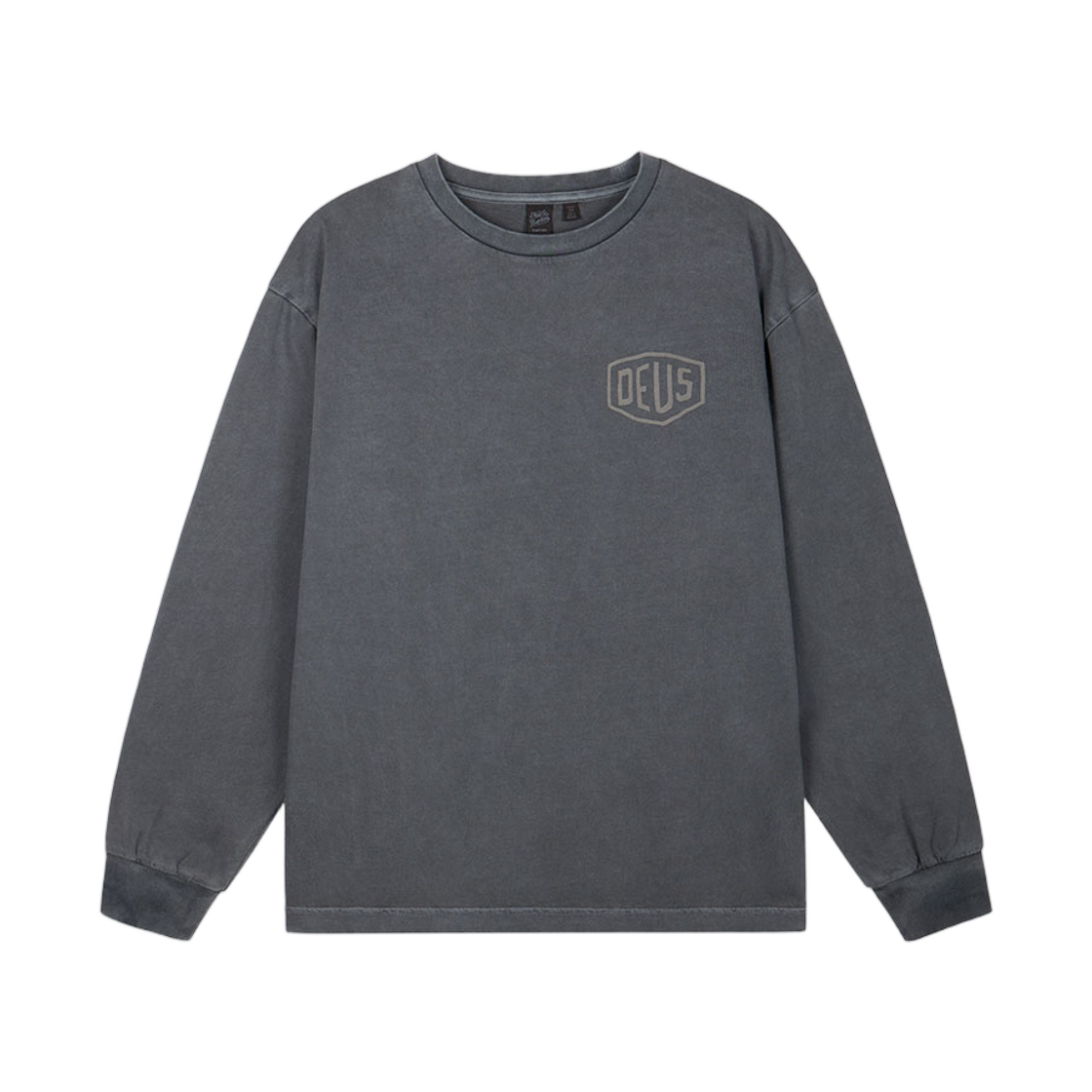데우스 엑스 마키나 다이드 서울 컬리지 어드레스 롱슬리브 티셔츠 차콜(Deus Ex Machina Dyed Seoul College Address L/S T-Shirt Charcoal)