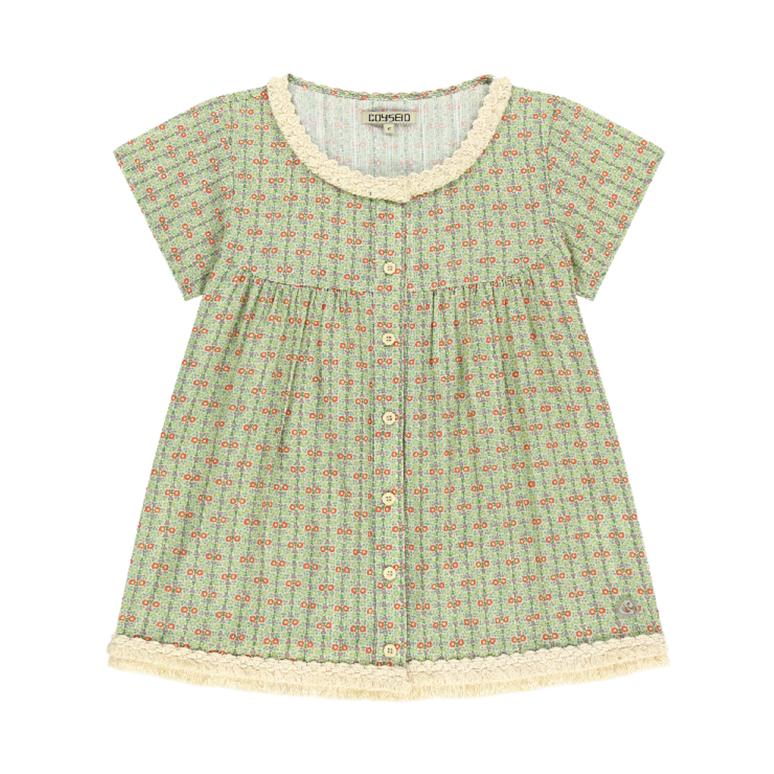 코이세이오 프린지 셔링 블라우스 라이트 그린(COYSEIO Fringe Shirring Blouse Light Green)