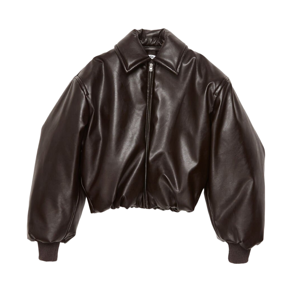 (W) 아크네 스튜디오 포우 레더 봄버 자켓 초콜릿 브라운((W) Acne Studios Faux Leather Bomber Jacket Chocolate Brown) - 1