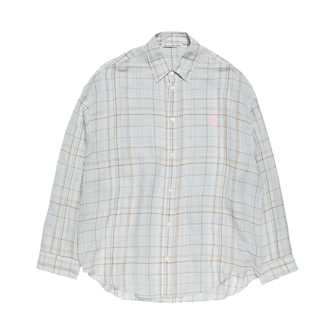 BB0663-ANS Acne Studios Linen Check Button-Up Grey Pink
