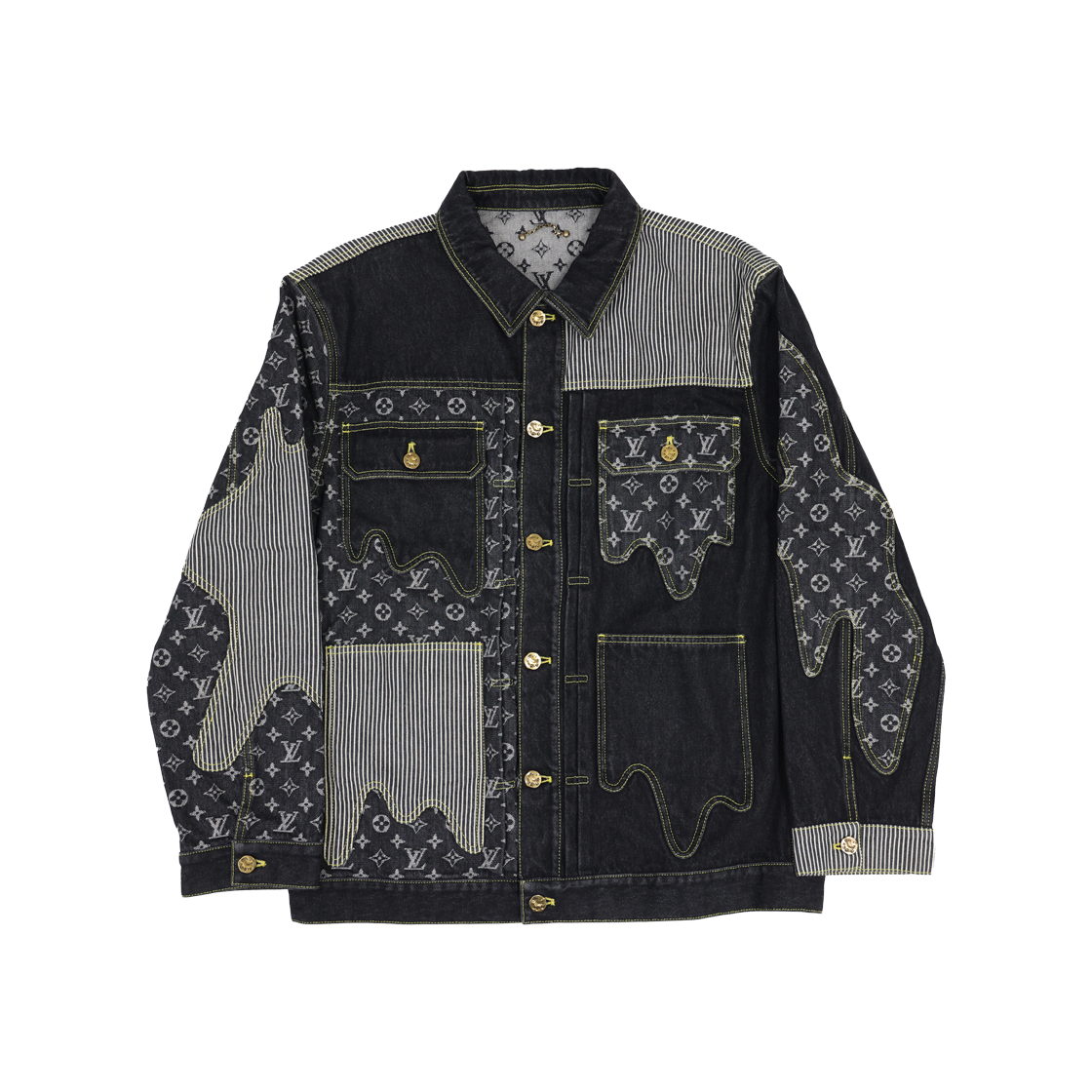 IT34IOTF6H3O Louis Vuitton Nigo Crazy Mix Denim Workwear Jacket - Black
