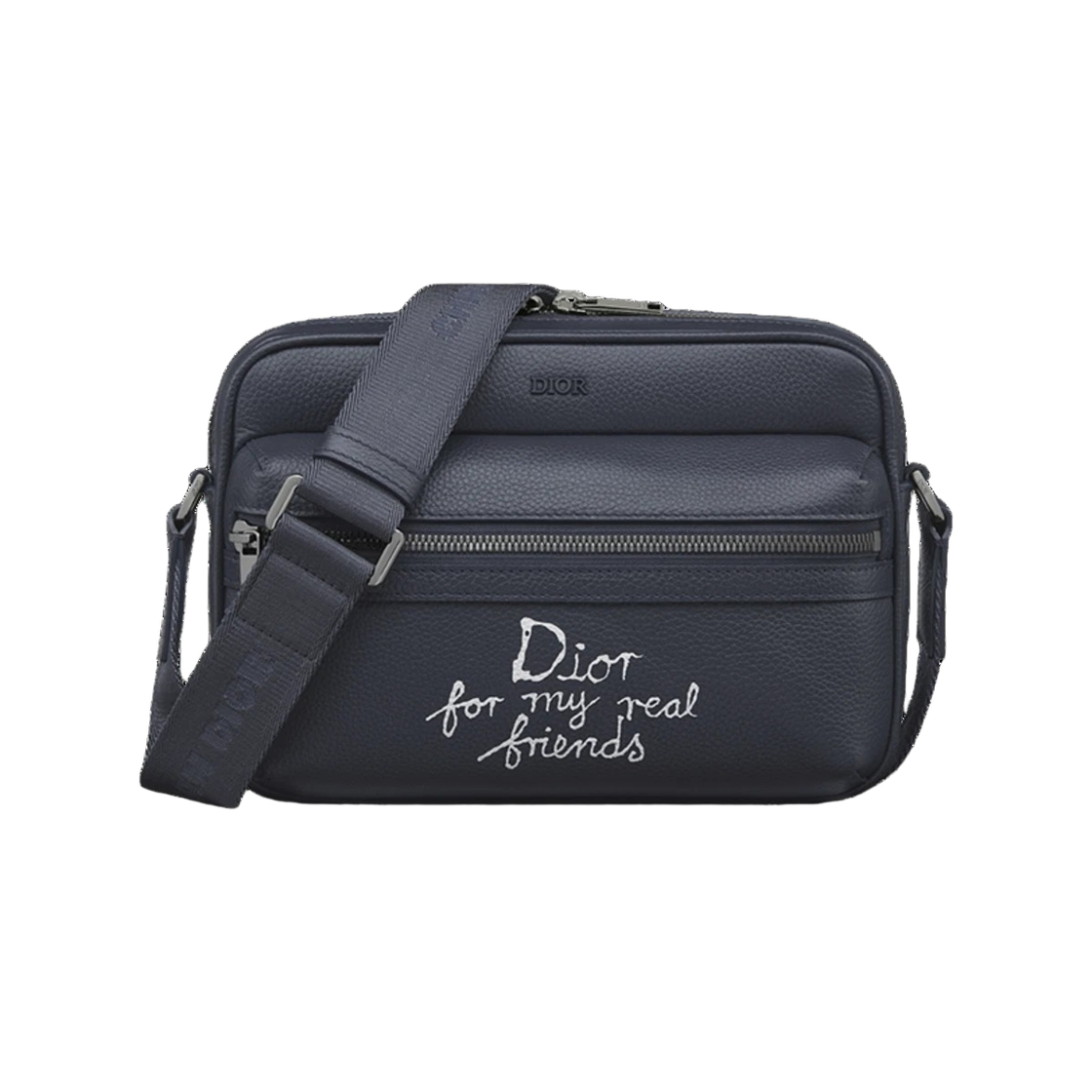 1ESPO340FRY H56E 25S [15% 쿠폰] Dior x Hylton Nel Rider 2.0 Zipped Messenger Bag Grained Calfskin with Print Navy Blue White