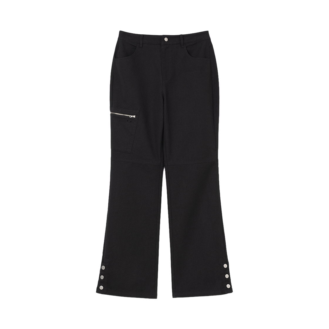 MW291BLK MILLO WOMEN Side Button Silhouette Pants Black