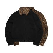 Keymisery Reversible Leopard Crop Bomber Jacket Black