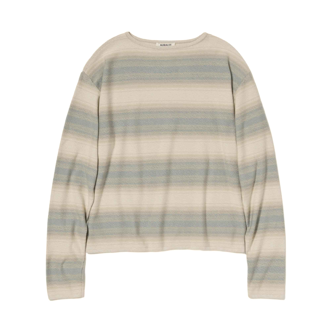 A26SP02GB Auralee Cotton Silk Gradient Stripe Knit Boat Neck P/O Blue Beige Stripe - 26SS