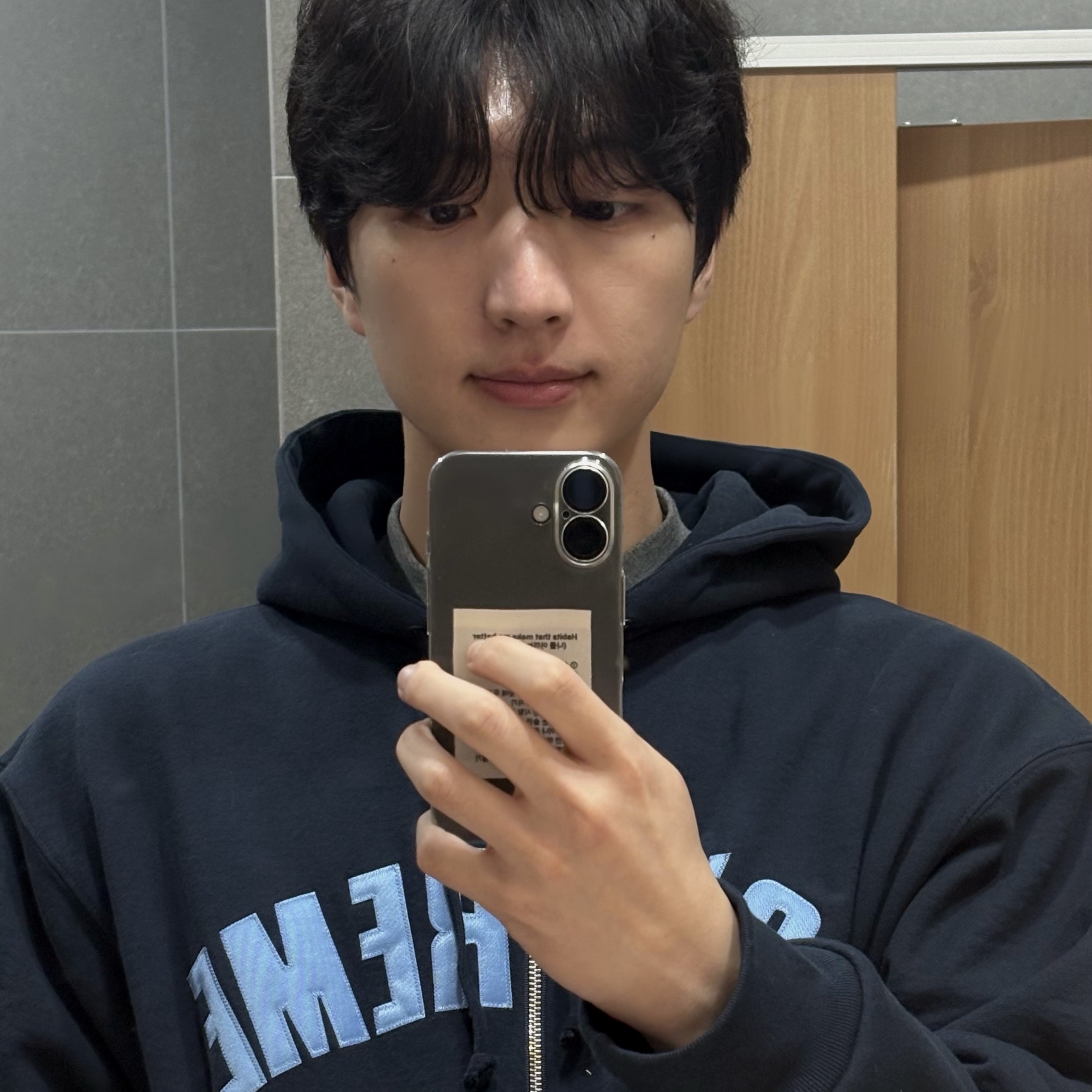 Supreme Arc Thermal Lined Zip Up Hooded Sweatshirt Navy - 25FW 착용 스타일