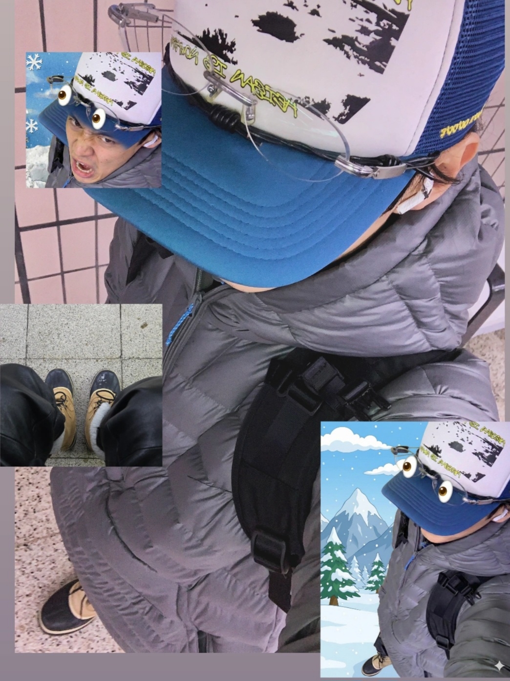 Gentle Monster x Maison Margiela MM217 Silver Clear, Sorel Caribou Boot Buff 착용 스타일 - 1