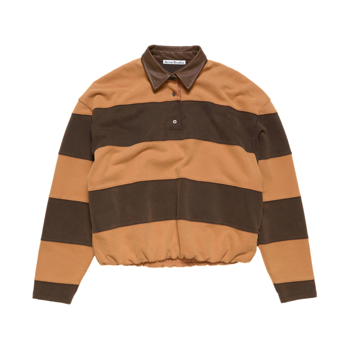 아크네 스튜디오 스트라이프 폴로 스웨터 다크 브라운 꼬냑 브라운(Acne Studios Striped Polo Sweater Dark Brown Cognac Brown) - 1