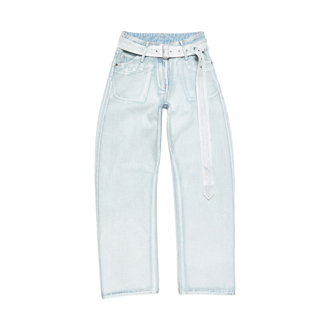 AK1022-AF2 (W) Acne Studios Denim Trousers with Belt Blue White