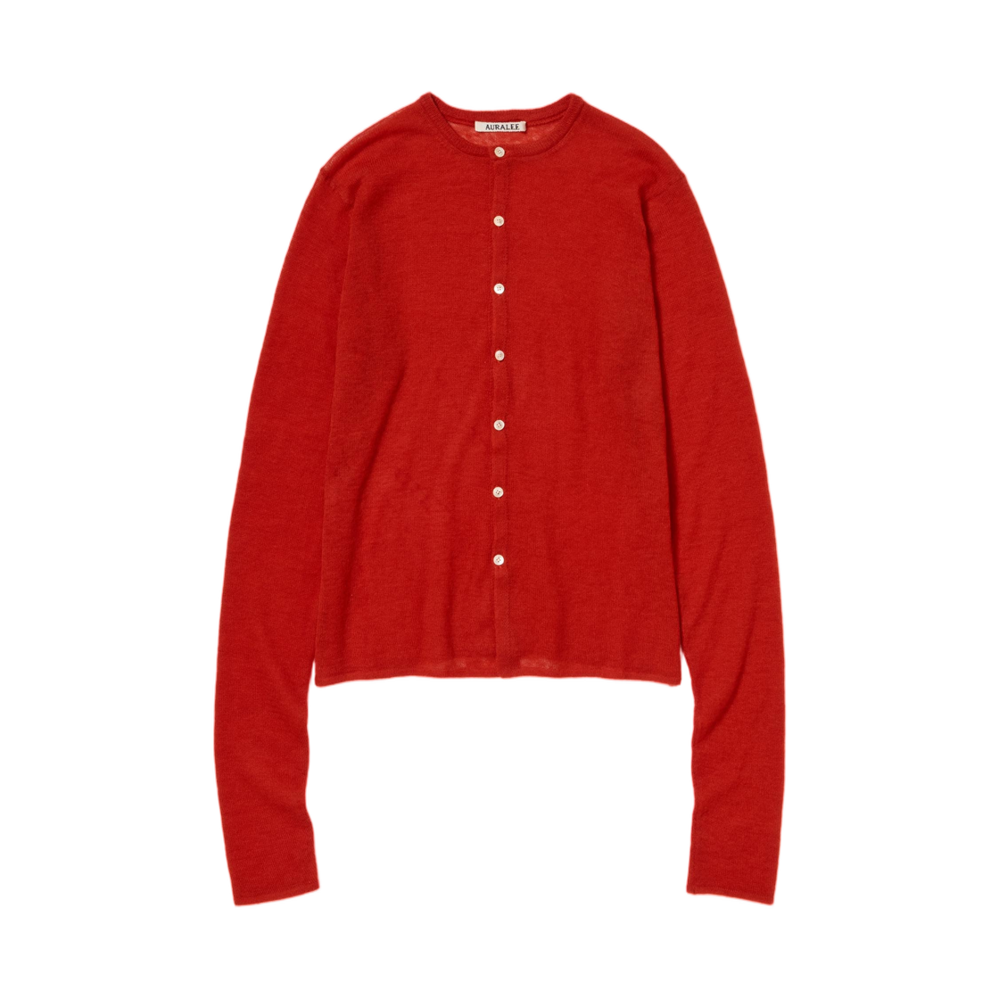 (W) 오라리 시어 캐시미어 니트 가디건 레드 오렌지 - 26SS((W) Auralee Sheer Cashmere Knit Cardigan Red Orange - 26SS) - 1