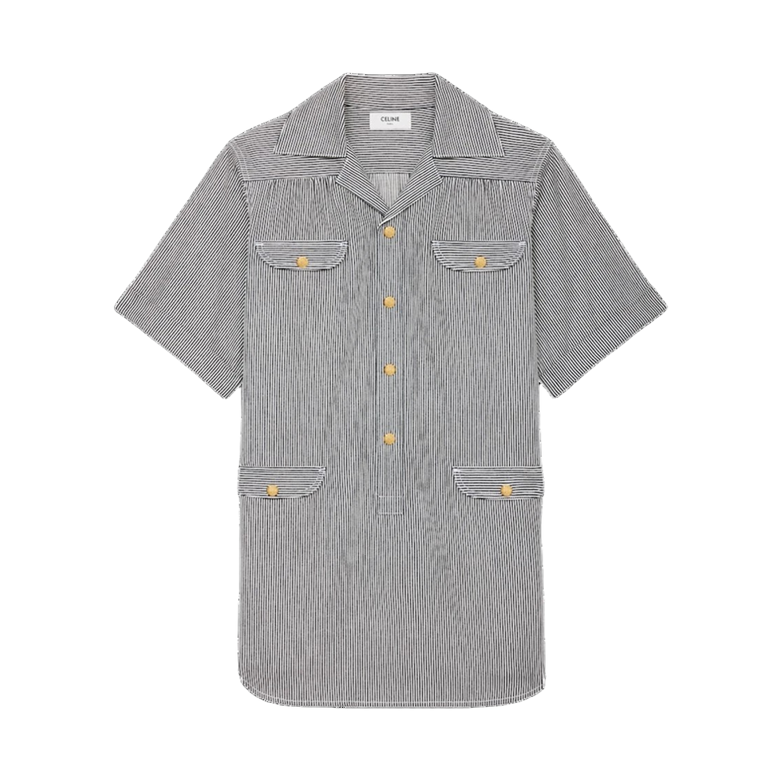 RR08H351N 07IA 25S [15% 쿠폰] (W) Celine Tunic Mini Dress in Hickory Striped Cotton Raw Wash