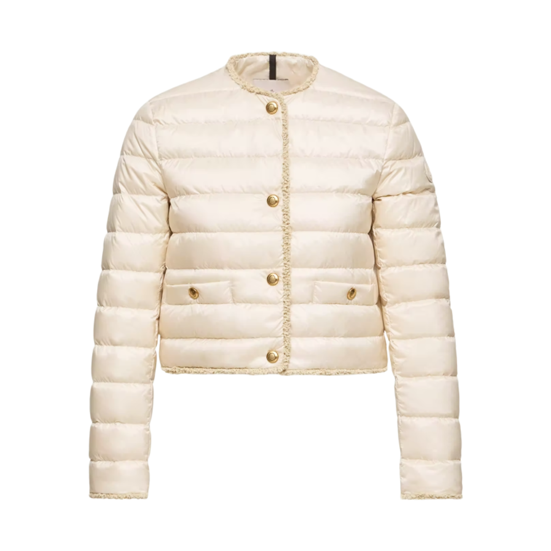 (W) 몽클레르 플레르 부클레 트리밍 쇼트 다운 자켓 라이트 베이지 - 26SS((W) Moncler Fleurs Boucle Trim Short Down Jacket Light Beige - 26SS) - 1