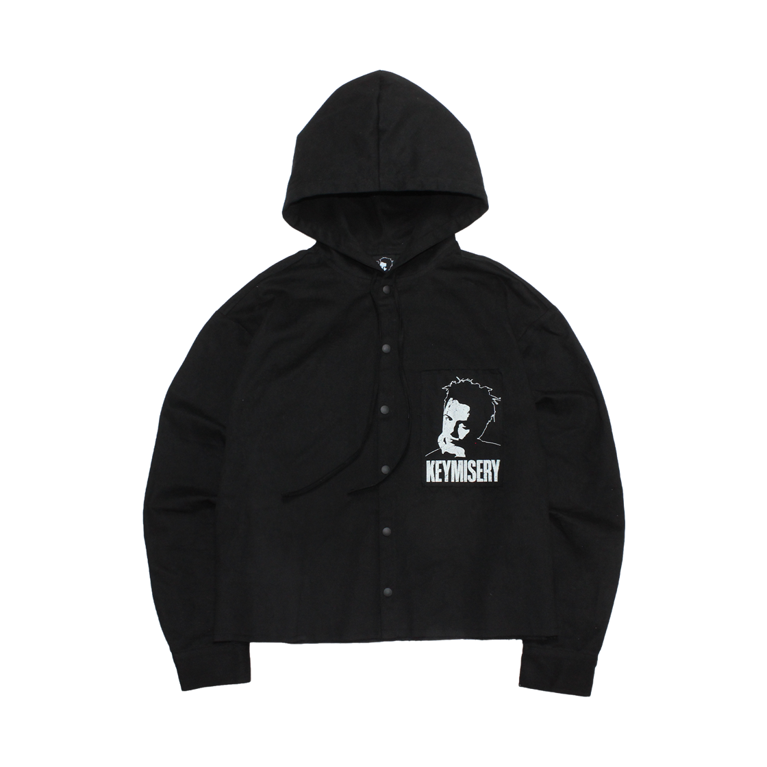 KM26SSTP02-BK Keymisery Cropped Patch Hoodie (Black)