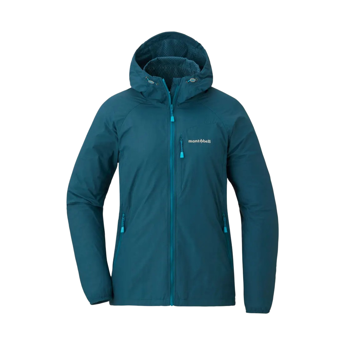1106646 (W) Montbell Light Shell Hooded Jacket Blue Green