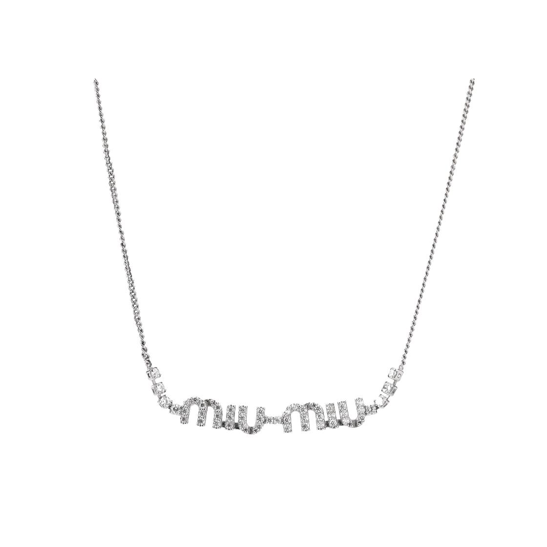 IT4O4JI8AVPJ Miu Miu Steel Crystal Necklace
