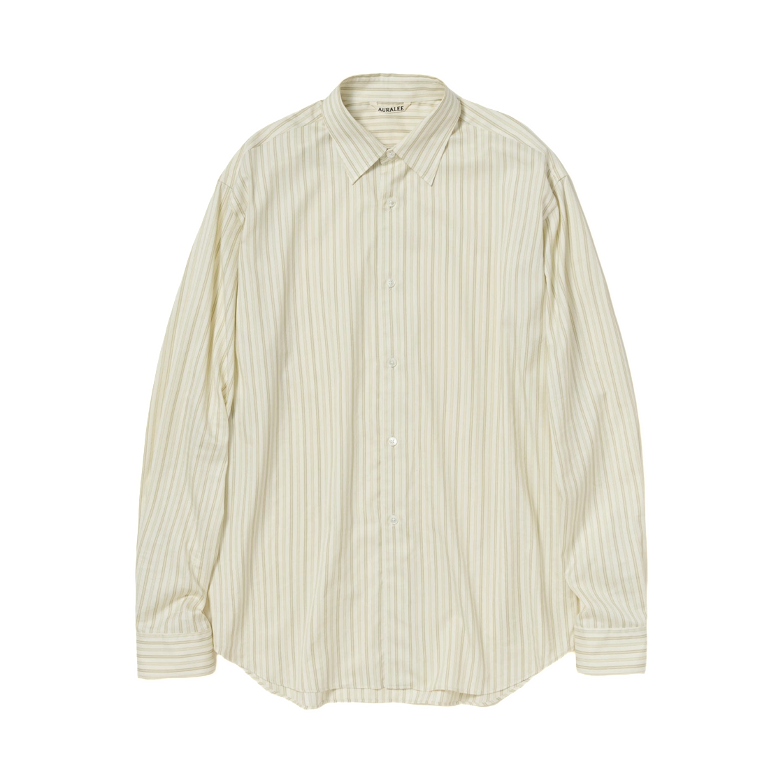 A26SS01CS Auralee Cotton Silk Stripe Shirt Ivory Stripe - 26SS