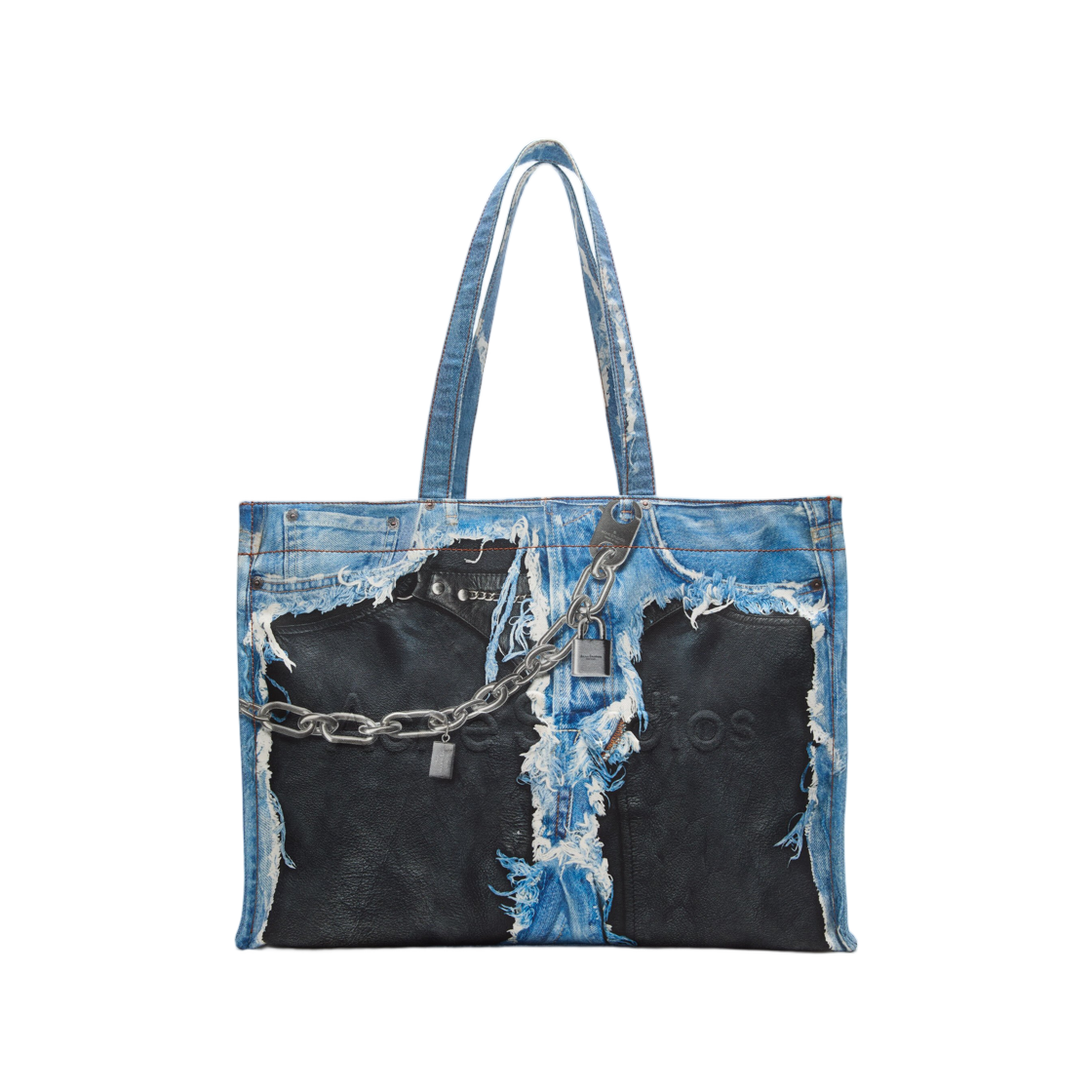C10270-863 Acne Studios Denim Print Tote Mid Blue