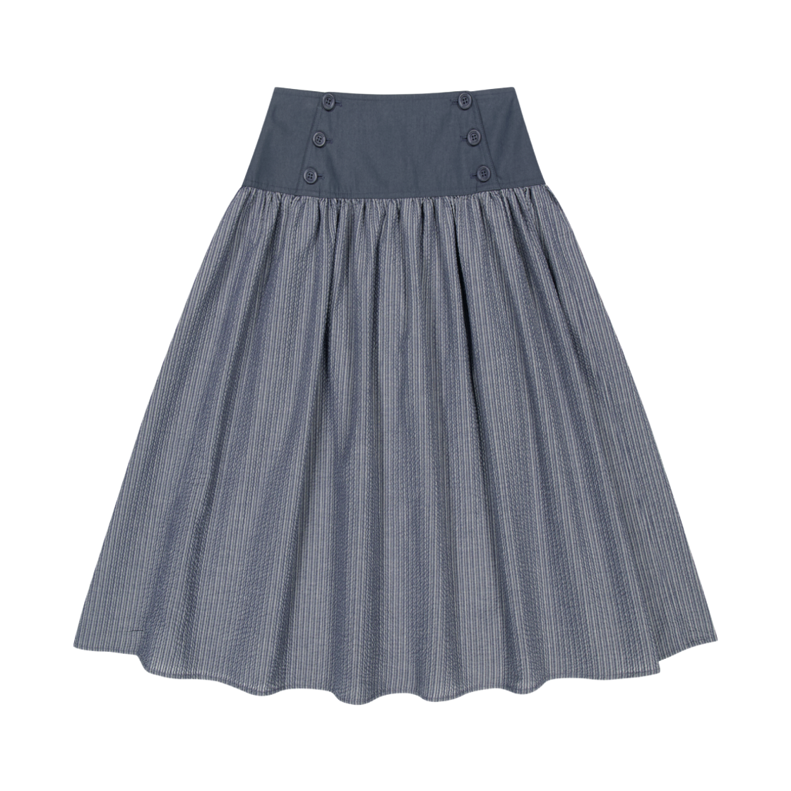 코이세이오 더블 버튼 스트라이프 스커트 네이비(COYSEIO Double Button Stripe Skirt Navy)