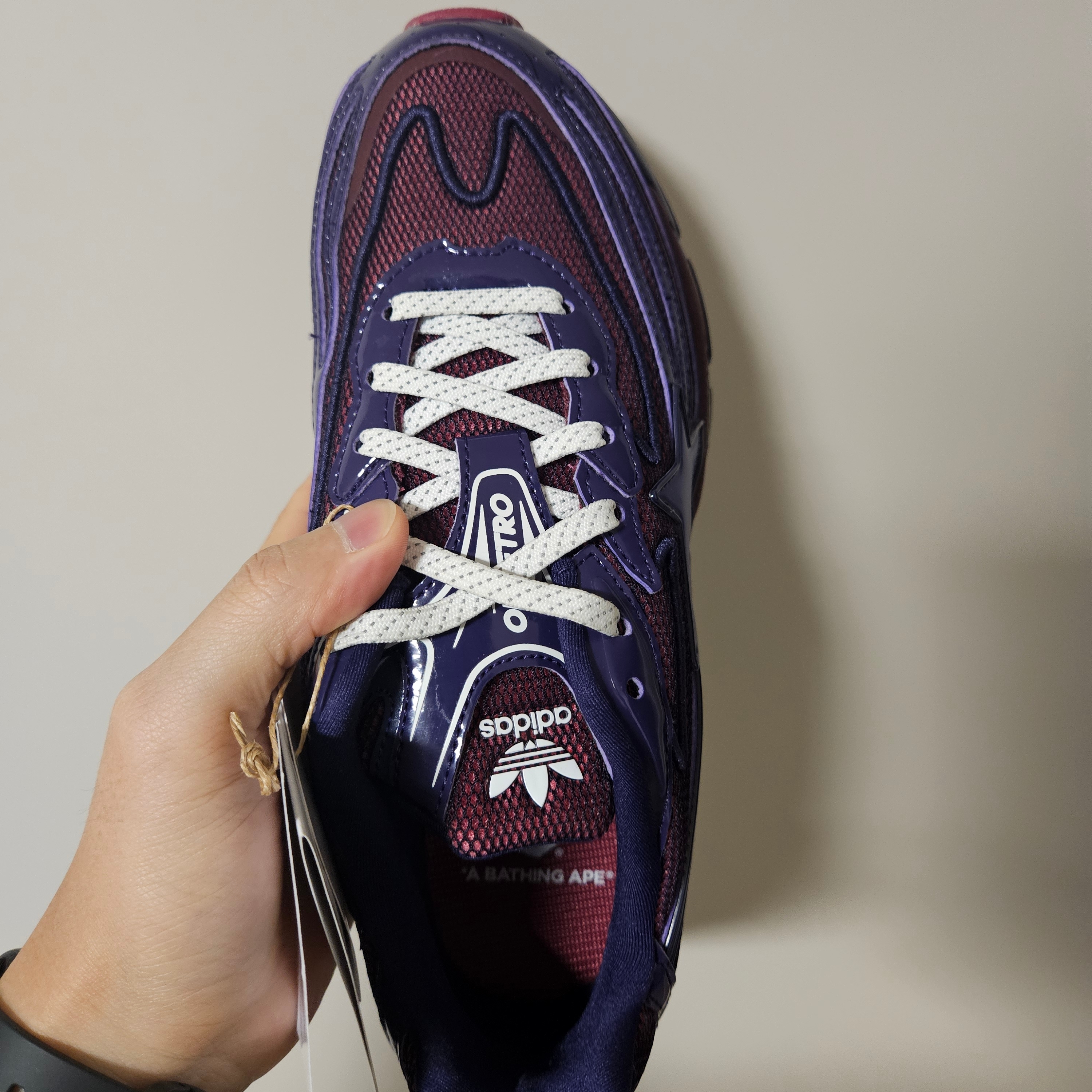 Adidas x BAPE Orketro Dark Purple Cloud White 착용 스타일