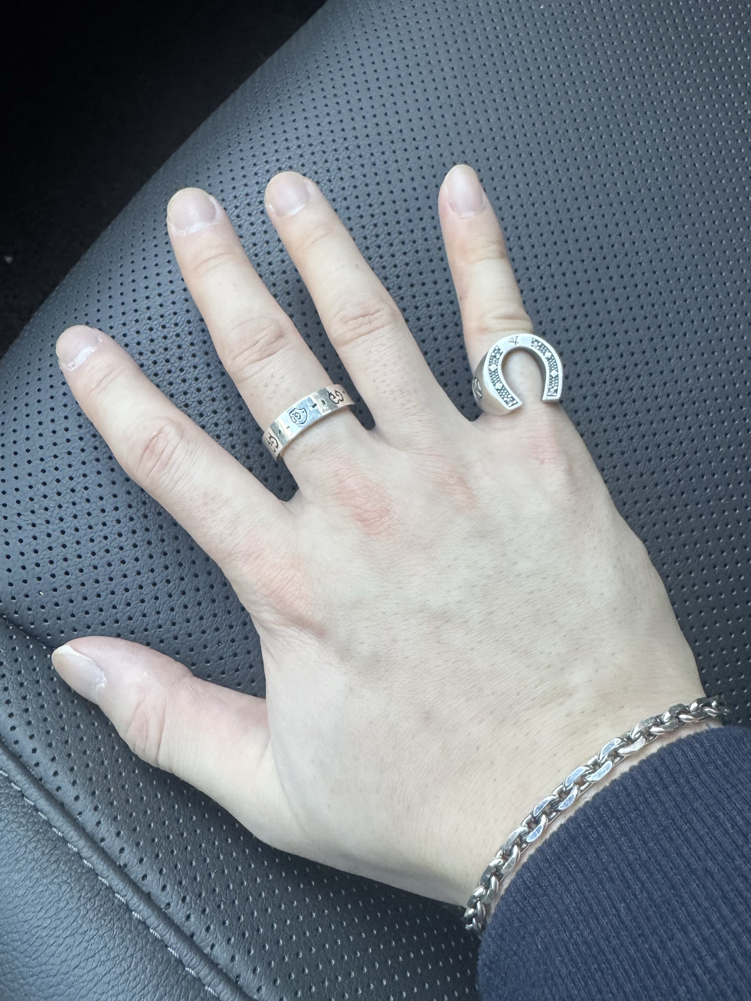 [프리오더] Polyteru 925 Silver Ring 007 Horse Shoe, Gucci Ghost Ring Silver 6mm 착용 스타일