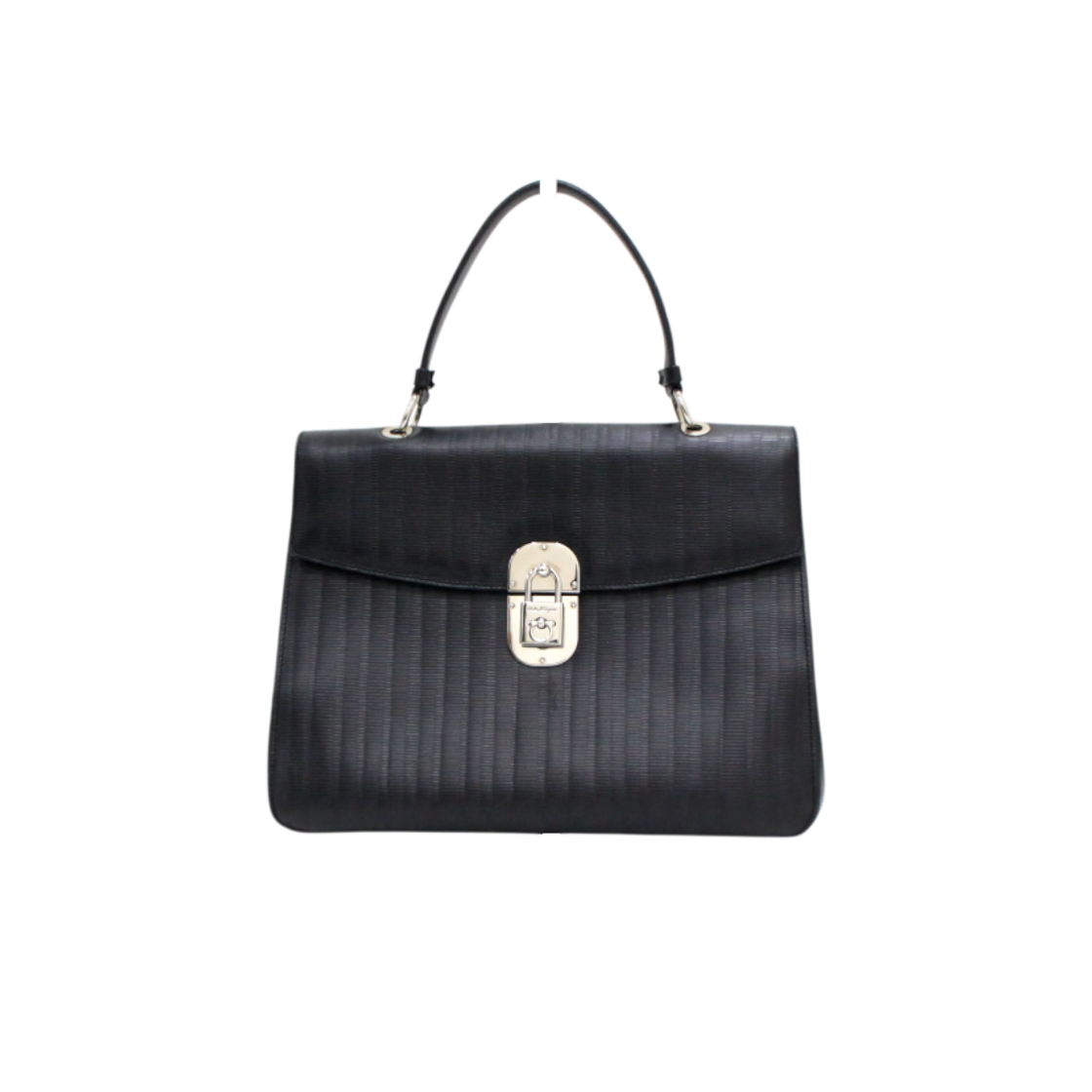 페라가모 21 4361 블랙 레더 은장 간치니 패드락 장식 토트백aa60522(Ferragamo Black Leather Gancini Padlock Tote Bag 21 4361)