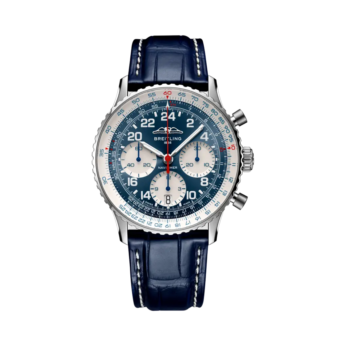 LB0240211C1P1 Breitling Navitimer B02 Chronograph Cosmonaute Scott Carpenter Centenary Mechanical 41mm Blue Crocodile Leather Blue