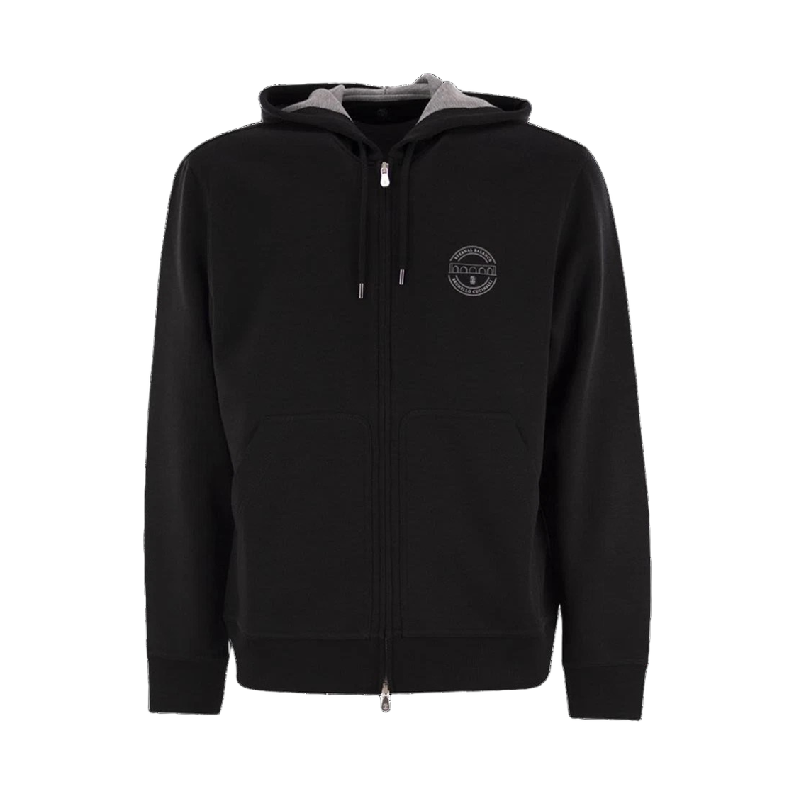 MM8319047G CSQ44 24F [15% 쿠폰] Brunello Cucinelli Cotton Hooded Zip-Up with Logo Print Black