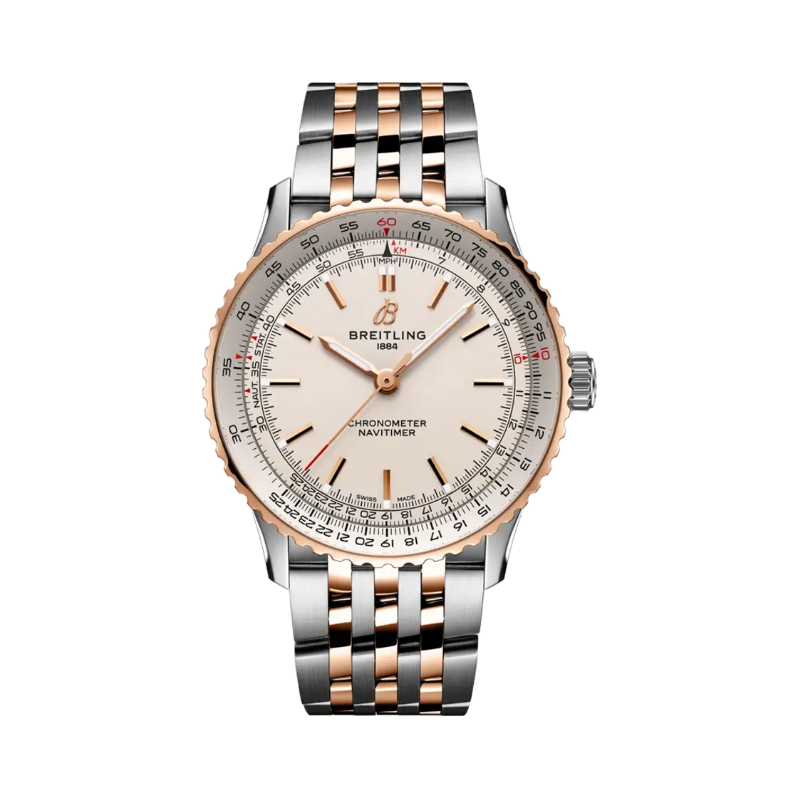 브라이틀링 내비타이머 오토매틱 41mm 스틸 18K 레드 골드 메탈 베이지(Breitling Navitimer Automatic 41mm Steel 18K Red Gold Metal Beige)